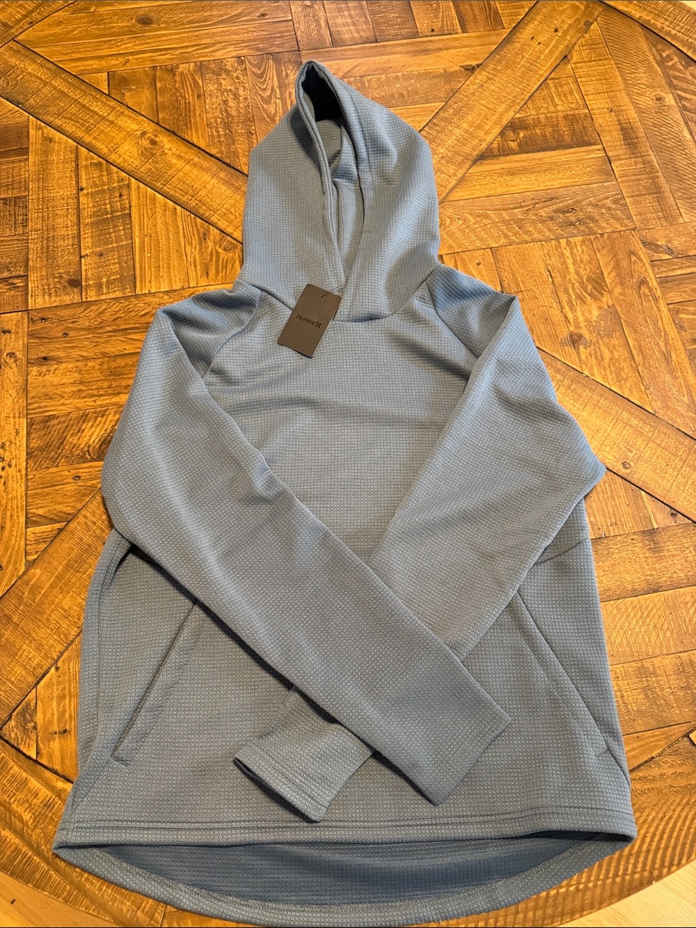 Hurley Heathered Slate Blue Hooded Waffle Knit Pullover